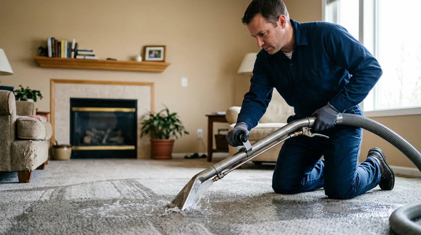 Water damage restoration technician working near Newton Lower Falls, MA